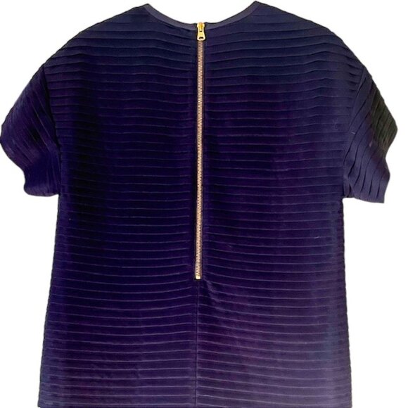 J. Crew Tier-Pleated Chiffon Short Sleeved Shift Dress B9434 - Navy - 2 - Picture 6 of 12